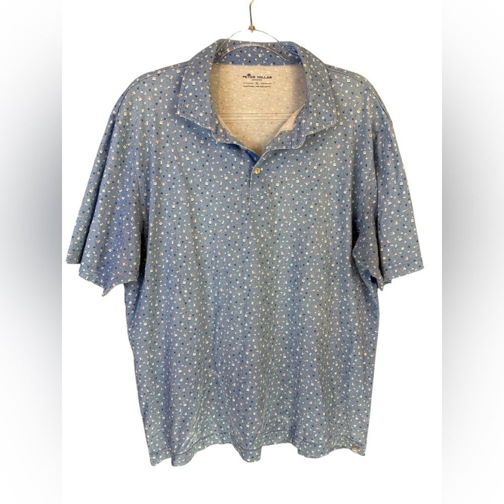 Peter Millar Blue seaside patterned golf shirt